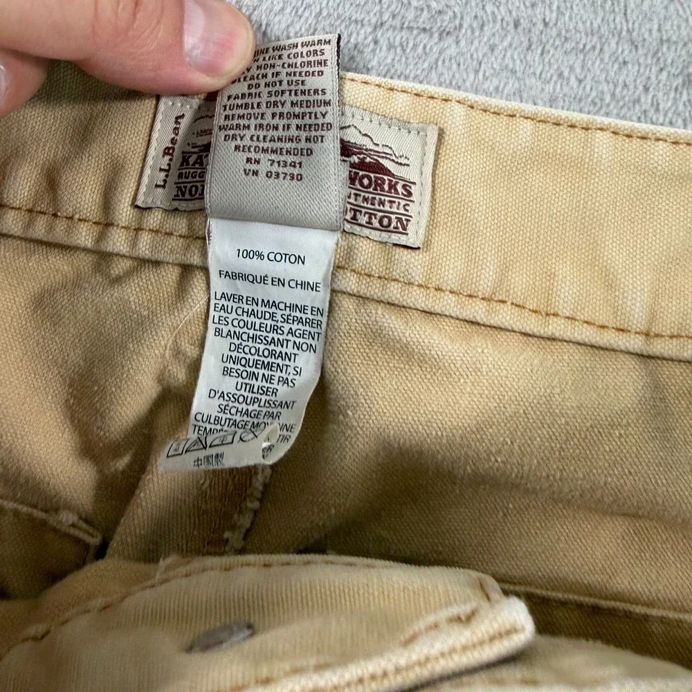 LL Bean Katahdin Iron Works Canvas Nor'‎ Eastern Cotton Carpenter Tan Pant 36x30